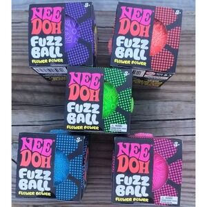 Needoh FUZZ BALL The Velvet Squeeze Nee Doh Squish  Ball Set of 5 Lot Bundle